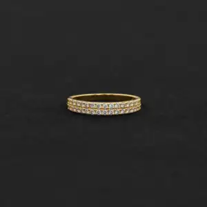 Double Row Accent Gold Ring
