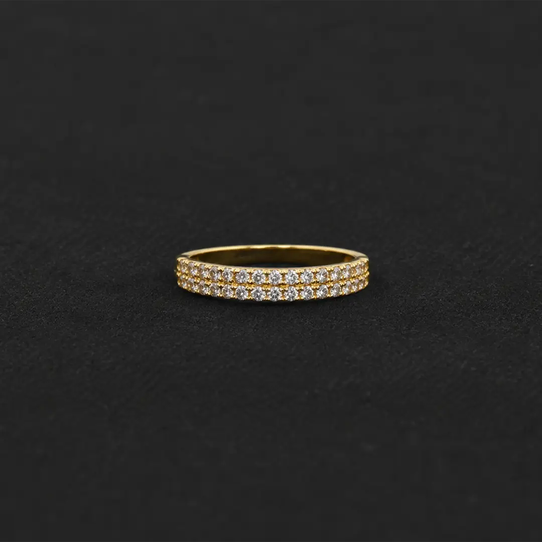 Double Row Accent Gold Ring