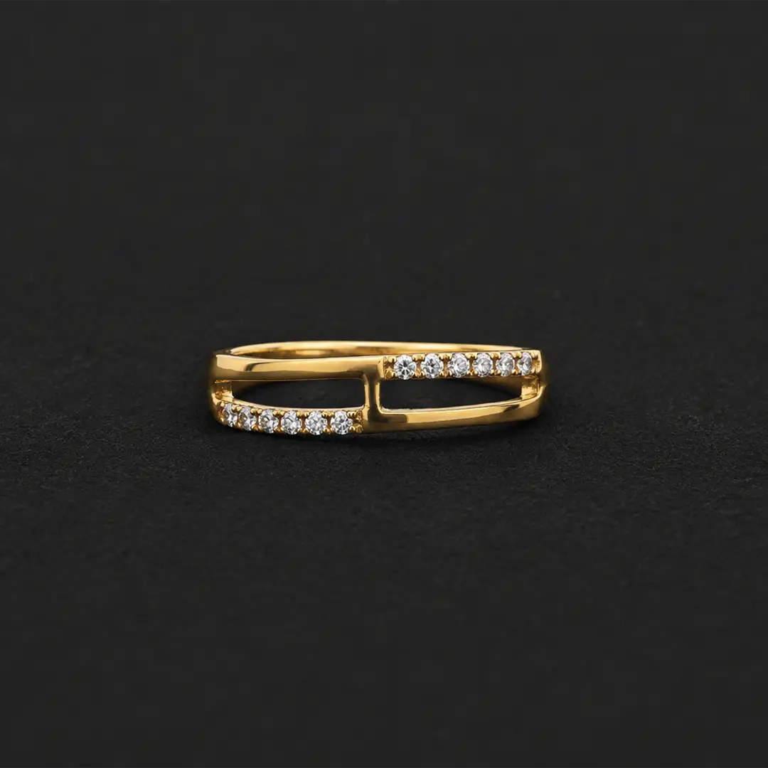 Modern Buckle Gold Ring