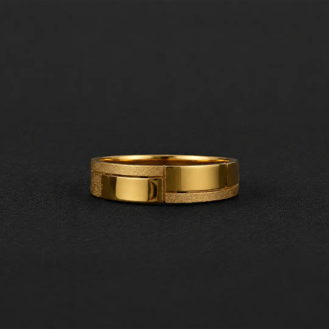Sleek Panel Gold Ring