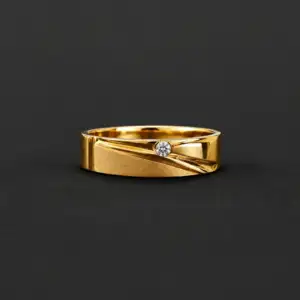 Diagonal Accent Gold Ring
