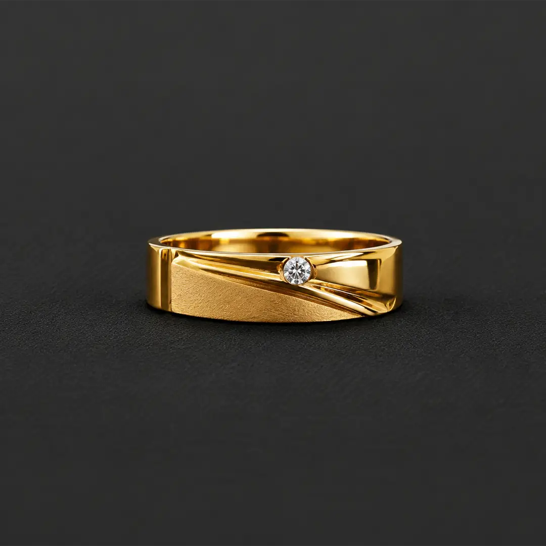 Diagonal Accent Gold Ring