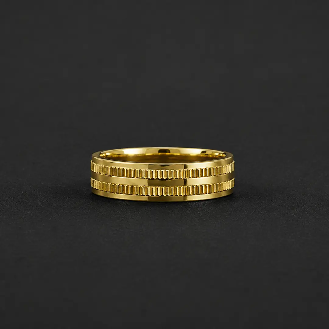 Textured Edge Gold Ring
