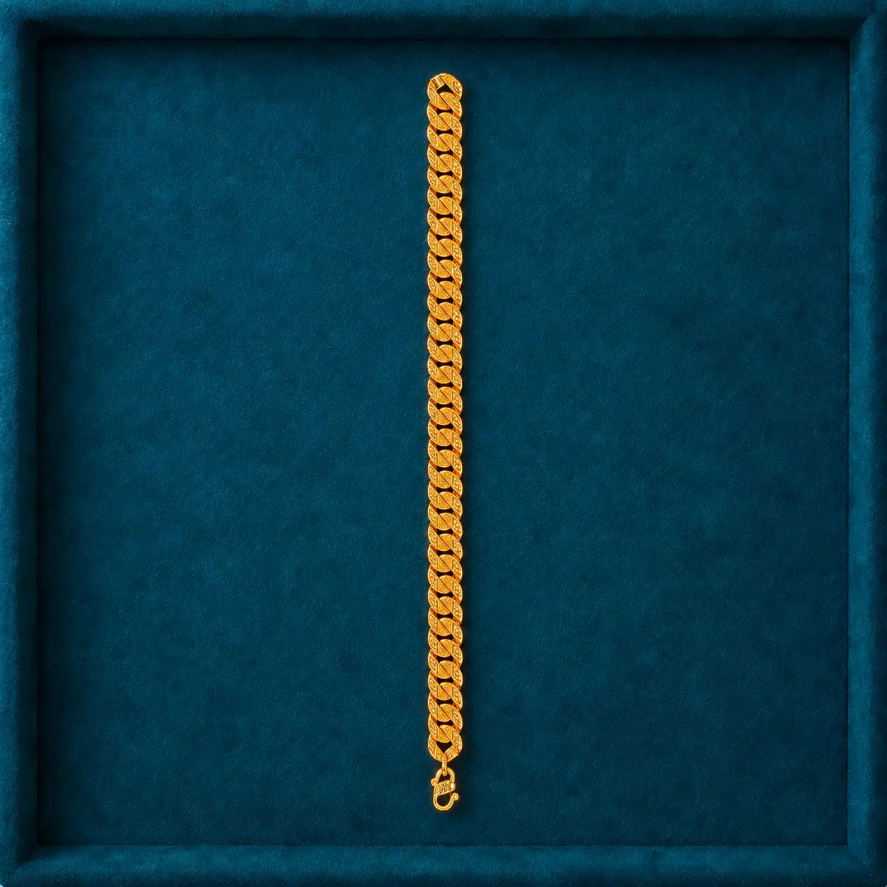 Textured Curb Link Gold Bracelet